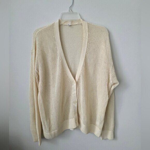 UNIQLO | mesh short cardigan cream Cotton Sz XL - Picture 3 of 6